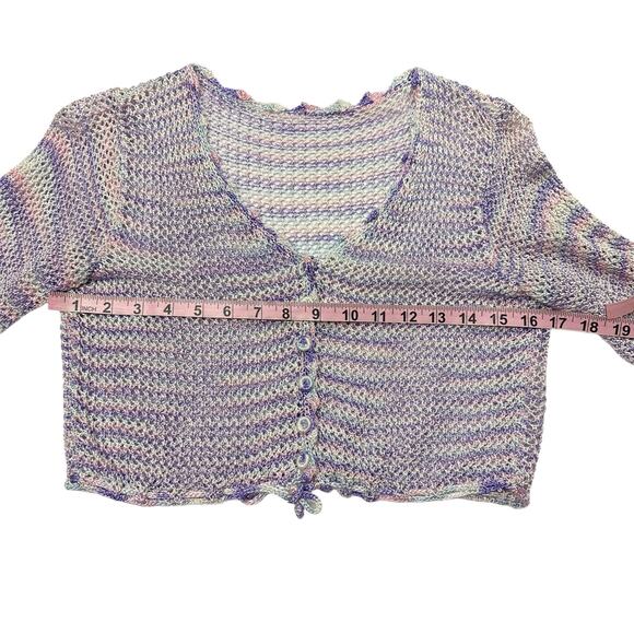 Pastel Crochet Two Piece Midi Skirt Set Y2K Lavender Handmade Matching Knitwear - Picture 9 of 16